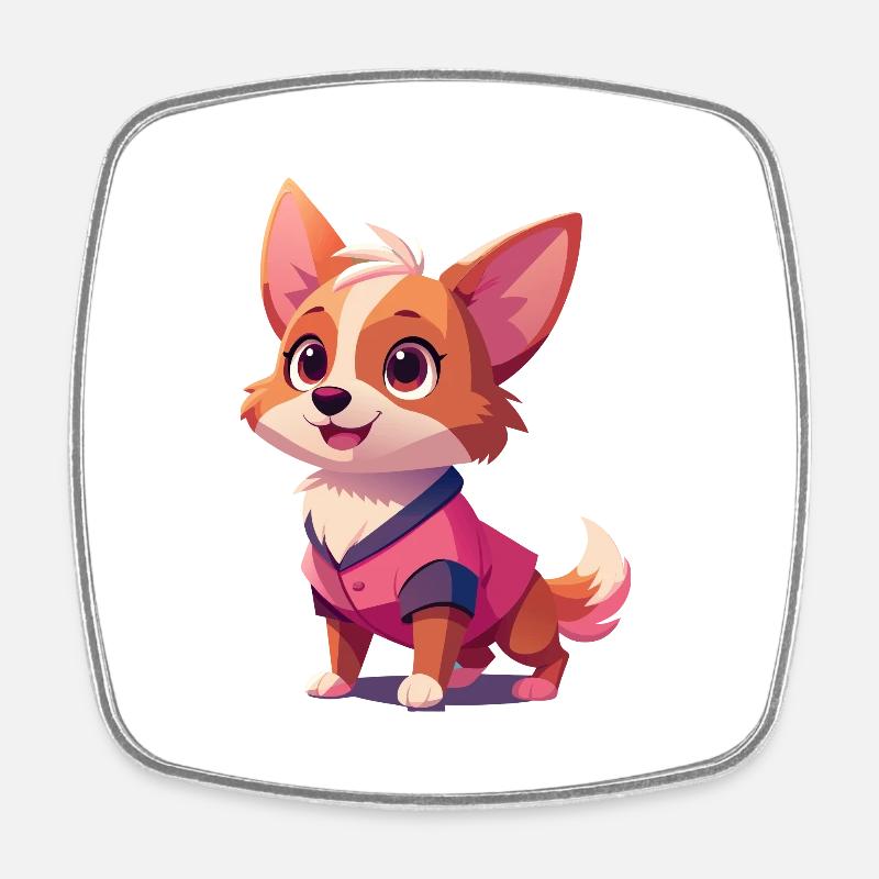 Petit chien mignon - Magnet carré - blanc