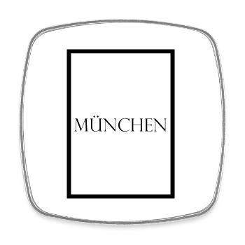 München mit Rand, schlichter Statement Schriftzug - Viereckiger Kühlschrankmagnet - Weiß - Vorne