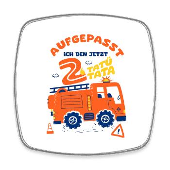 Feuerwehrmann Geburtstagsshirt 2 Jahre - Viereckiger Kühlschrankmagnet - Weiß - Vorne