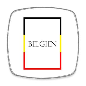 Belgium, Belgium Statement lettering with flag - Square fridge magnet - white - Front