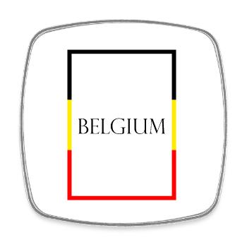 Belgium Belgium Statement lettering with flag - Square fridge magnet - white - Front