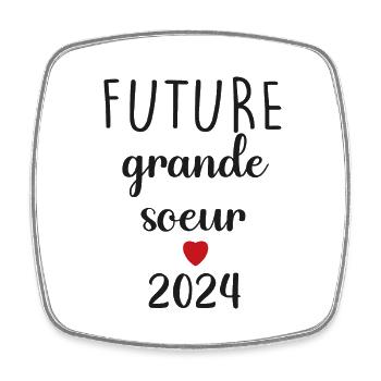 Zukünftige große Schwester - 2024 - Viereckiger Kühlschrankmagnet - Weiß - Vorne
