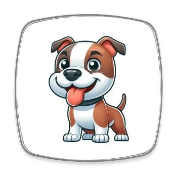 Cute Dog Pitbull American Staffordshire Terrier - Square fridge magnet - white - Front