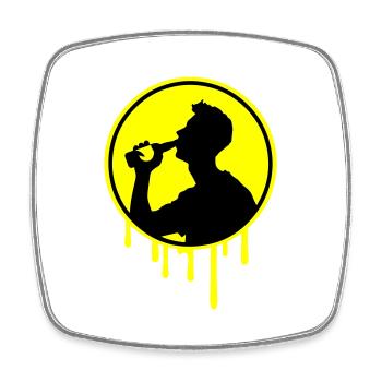Bottle of beer drink - Square fridge magnet - white - Front