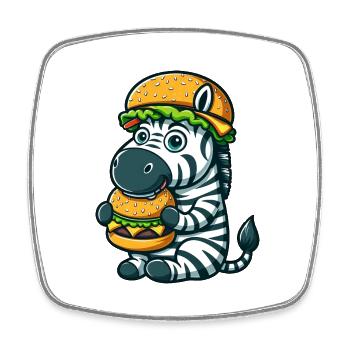 Hamburger zébré fantaisiste Cheeseburger - Magnet carré - blanc - Devant