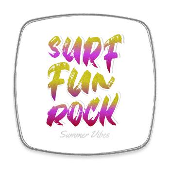 Surf Fun Rock - Square fridge magnet - white - Front