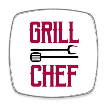 Grill Chef - Square fridge magnet - white - Front