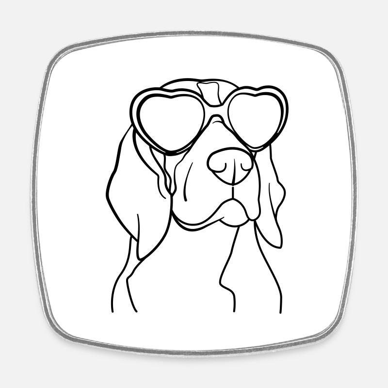 Beagle – Illustration: Hund mit Sonnenbrille - Viereckiger Kühlschrankmagnet - Weiß