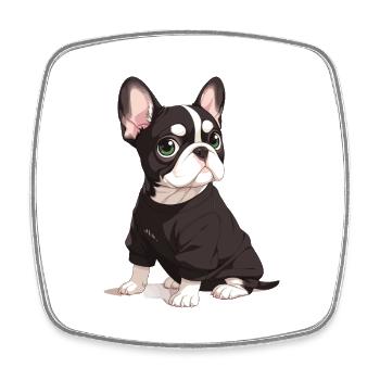 Niedliche Bulldogge Mops Hund - Viereckiger Kühlschrankmagnet - Weiß - Vorne