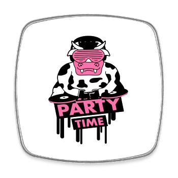 Lustige Party Time Milch Kuh Graffiti Tier Zitat - Viereckiger Kühlschrankmagnet - Weiß - Vorne