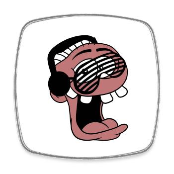 DJ Face Funny Laughing Sunglasses Party Music - Square fridge magnet - white - Front