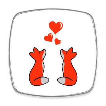 foxes in love 02 - Viereckiger Kühlschrankmagnet - Weiß - Vorne