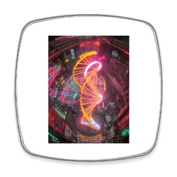 Neon-Stadt Neon City - Square fridge magnet - white - Front
