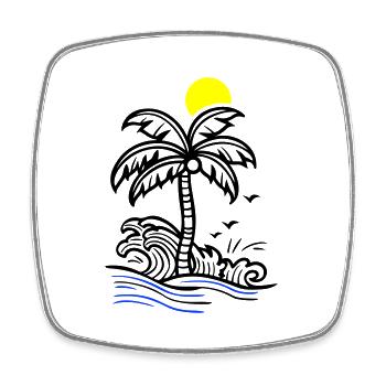 Palm Tree Holidays Plage Été - Magnet carré - blanc - Devant