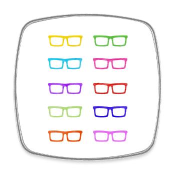 Colourful Glasses - Square fridge magnet - white - Front