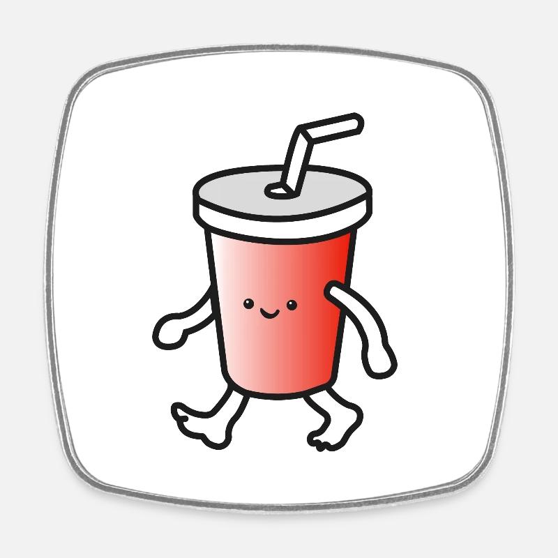 Funny Cartoon Cup - Square fridge magnet - white