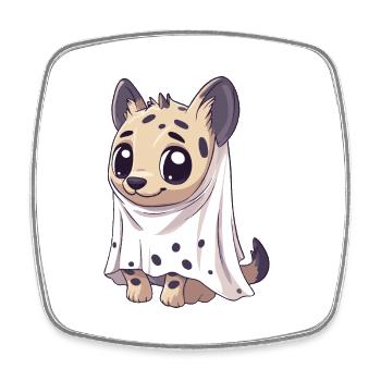 Hyena Halloween Comic Ghost - Square fridge magnet - white - Front