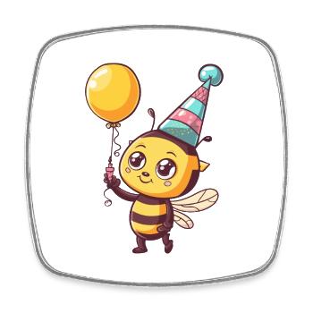 Biene Geburtstag Comic - Viereckiger Kühlschrankmagnet - Weiß - Vorne