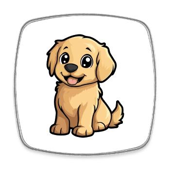 Golden Retriever Hund Comic Niedlich - Viereckiger Kühlschrankmagnet - Weiß - Vorne