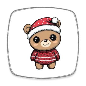Bande dessinée de Noël ours - Magnet carré - blanc - Devant