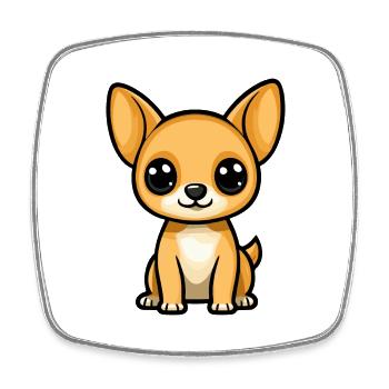 Chihuahua Chien Bande Dessinée Mignon - Magnet carré - blanc - Devant