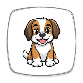 Saint Bernard Dog Comic Cute - Square fridge magnet - white - Front
