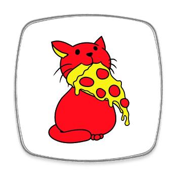Katze Isst Salami Pizza Hunger Fast Food Essen - Viereckiger Kühlschrankmagnet - Weiß - Vorne