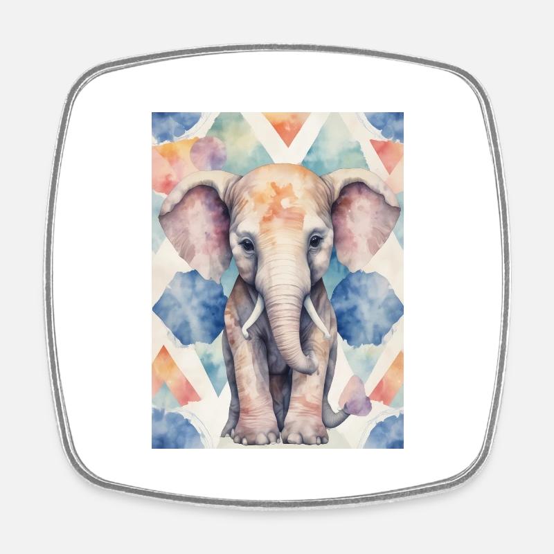 Colorful Elephant - Square fridge magnet - white