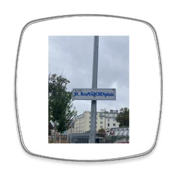 ReuMÄDCHENplatz - Magnet carré - blanc - Devant