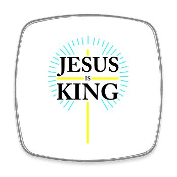 Jesus is King - Square fridge magnet - white - Front