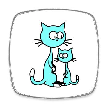 2 Curious Cats Looking Funny Mom Dad Child - Square fridge magnet - white - Front