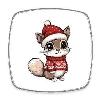 Bande dessinée de Noël écureuil - Magnet carré - blanc - Devant