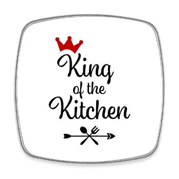Men's Cooking Apron - Square fridge magnet - white - Front