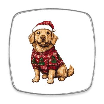 Golden Retriever Hund Weihnachten Comic Lustig - Viereckiger Kühlschrankmagnet - Weiß - Vorne
