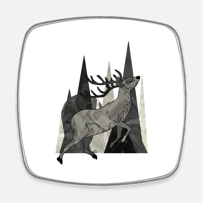 Cerf - Magnet carré - blanc