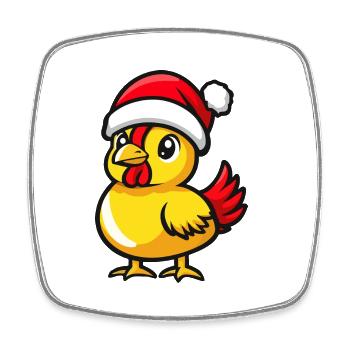 Hahn Weihnachten Niedlich - Viereckiger Kühlschrankmagnet - Weiß - Vorne