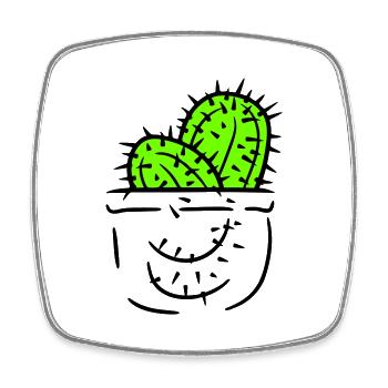 2 Poche de poitrine Cactus Plants Cactus Épineux - Magnet carré - blanc - Devant
