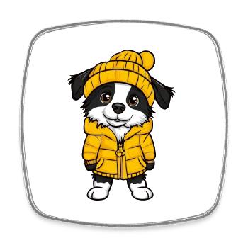 Border Collie Hund Winter - Viereckiger Kühlschrankmagnet - Weiß - Vorne