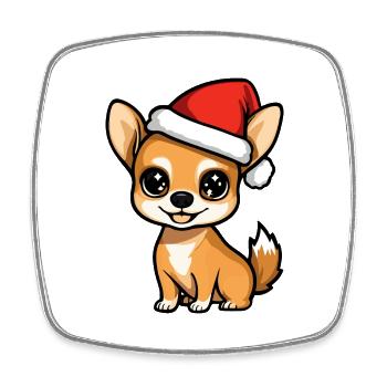 Chihuahua Dog Christmas Cute - Square fridge magnet - white - Front