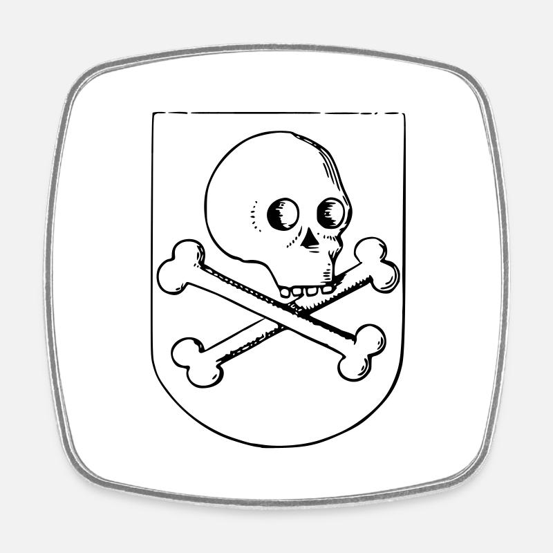 Skull and bones - Square fridge magnet - white