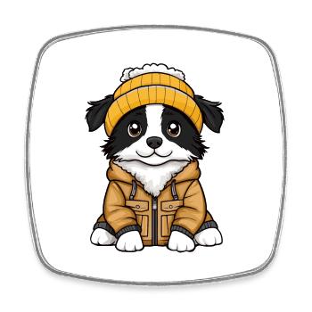 Border Collie Hund Stylisch - Viereckiger Kühlschrankmagnet - Weiß - Vorne