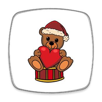Nounours Père Noël Noël Ours en peluche Père Noël - Magnet carré - blanc - Devant