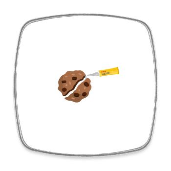 I can't I reklebte einen zerbrochenen Keks zurück - Humor - Viereckiger Kühlschrankmagnet - Weiß - Vorne