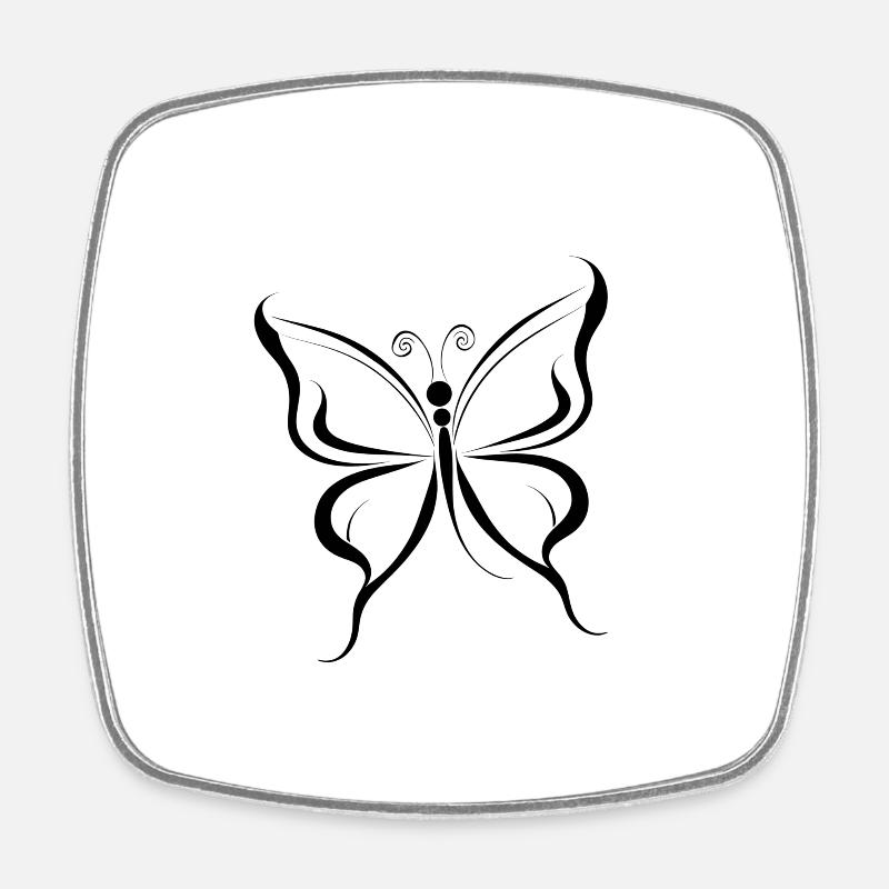 Butterfly Minimalist Black Lines Butterfly - Square fridge magnet - white