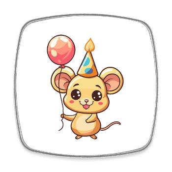 Mouse Birthday Comic - Square fridge magnet - white - Front