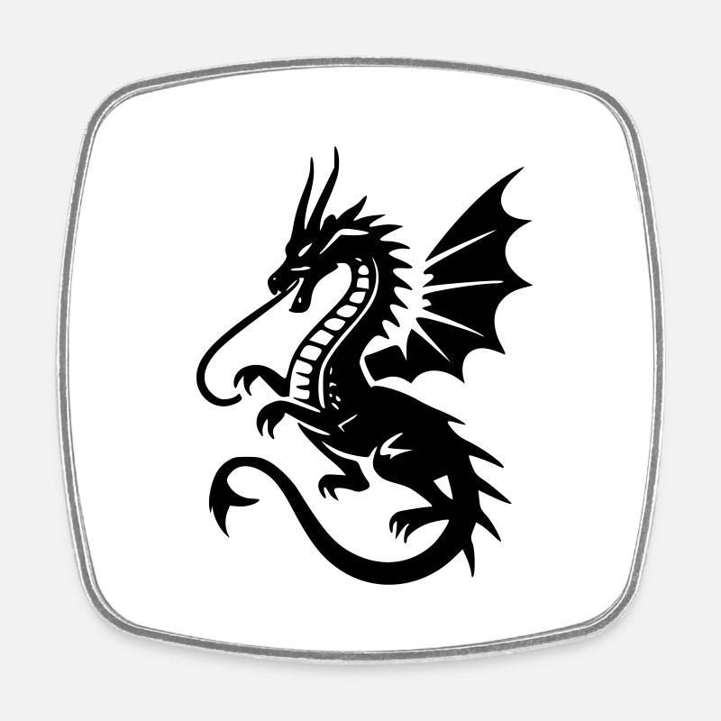 Drache - Viereckiger Kühlschrankmagnet - Weiß