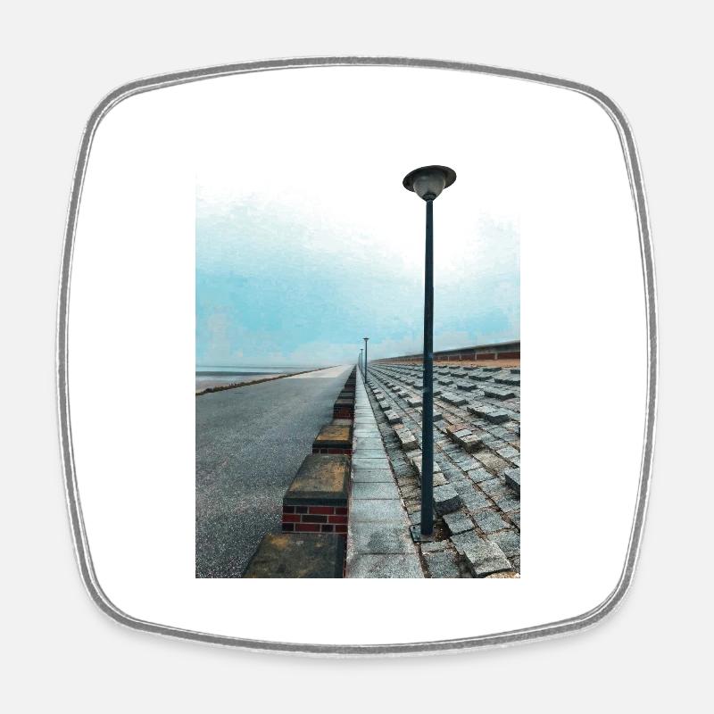 Baltrum beach promenade - Square fridge magnet - white