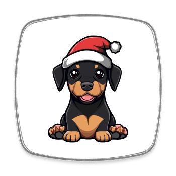 Dobermann Hund Weihnachten - Viereckiger Kühlschrankmagnet - Weiß - Vorne