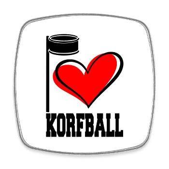 J’ADORE LE KORFBALL - Magnet carré - blanc - Devant
