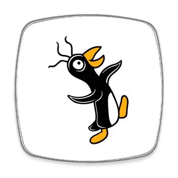 Crazy penguin runs stupid looks stupid silly - Square fridge magnet - white - Front